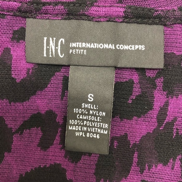 INC International Concepts Purple animal print ruffle blouse Top Size S - Picture 11 of 11